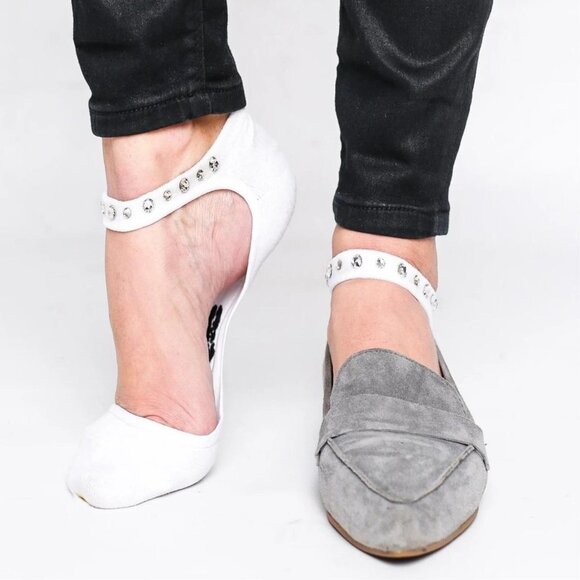 HIDEY SOCKS Swarovski Crystal Embellished No Slip Socks NWT - Picture 2 of 16